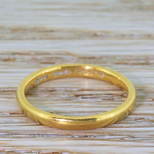 Art Deco 22k Yellow Gold Wedding Band, Dated 1939
