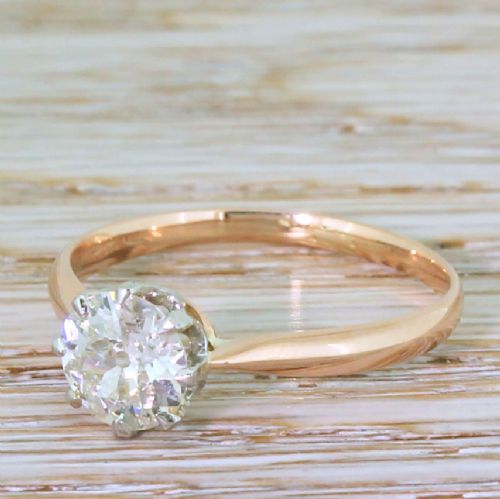 Art Deco 1.22 Carat Old European Cut Diamond Engagement Ring, Circa 1925
