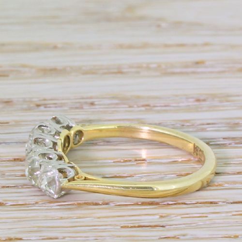 fig 2. Art Deco 1.95 Carat Old Mine Cut Diamond Five Stone Ring, circa 1915
