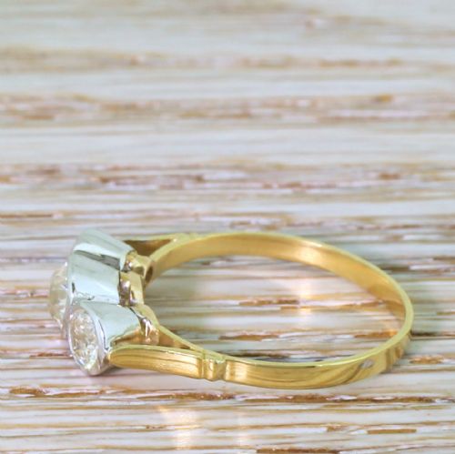 fig 2. Mid Century 0.96 Carat Old Cut Diamond Trilogy Ring, circa 1955
