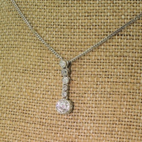 Art Deco 1.34 Carat Old Cut Diamond Drop Pendant, Circa 1940
