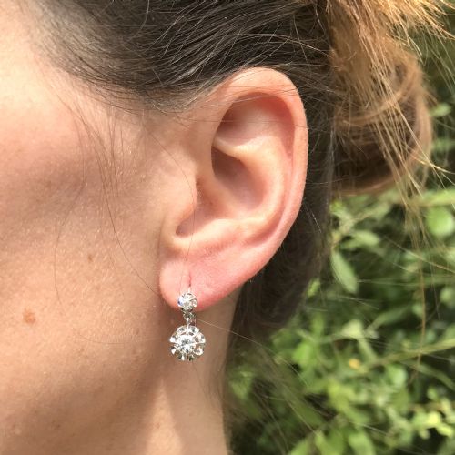 fig 1. Mid Century 0.84 Carat Diamond Drop Earrings, circa 1960