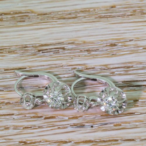 fig 2. Mid Century 0.84 Carat Diamond Drop Earrings, circa 1960