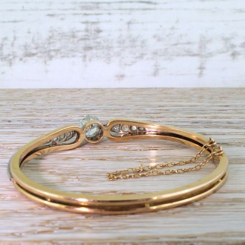 fig 2. Art Deco 1.51 Carat Old Cut Diamond Bangle, with Original Box, circa 1935