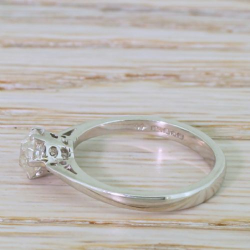 fig 2. 0.78 Carat Old Mine Cut Diamond Engagement Ring, Platinum