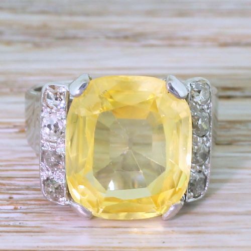 fig 1. Art Deco 12.00 Carat Ceylon Yellow Sapphire Ring, circa 1940
