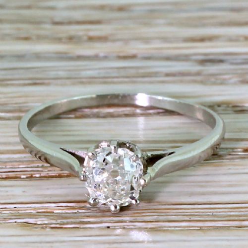 fig 1. Art Deco 0.94 Carat Old Mine Cut Diamond Engagement Ring, circa 1920