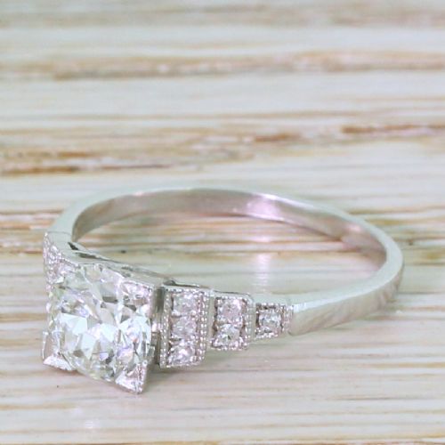 Art Deco 0.90 Carat Old European Cut Diamond Engagement Ring, Circa 1935
