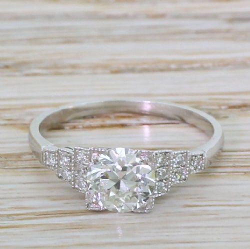 fig 1. Art Deco 0.90 Carat Old European Cut Diamond Engagement Ring, circa 1935
