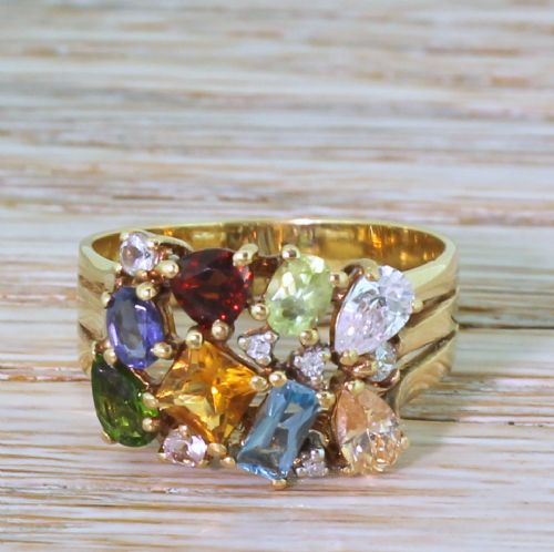 fig 1. Mid Century Multi-Gemstone Tutti Fruiti Ring