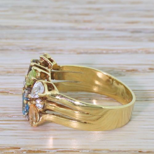 fig 2. Mid Century Multi-Gemstone Tutti Fruiti Ring