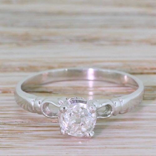 fig 1. Art Deco 0.63 Carat Old Mine Cut Diamond Engagement Ring, circa 1920