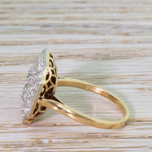 fig 2. Art Deco 0.87 Carat Old Cut & Rose Cut Diamond Cluster Ring, French, dated 1945

