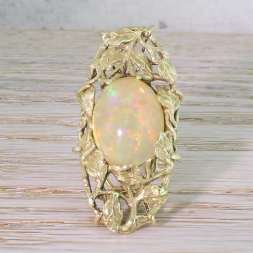 fig 1. Art Nouveau 8.35 Carat Opal Foliate Ring, circa 1915