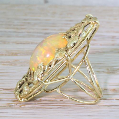 fig 2. Art Nouveau 8.35 Carat Opal Foliate Ring, circa 1915