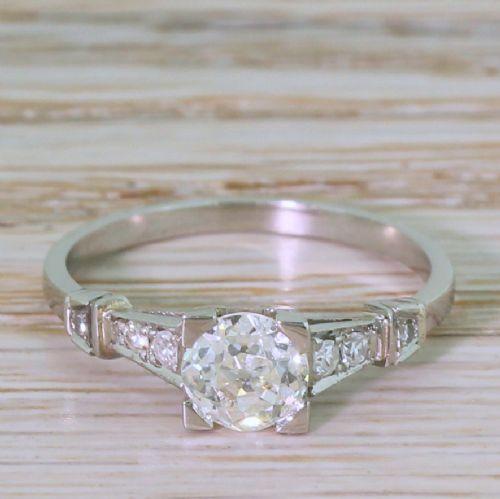 fig 1. Art Deco 0.75 Carat Old Cut Diamond Engagement Ring, circa 1920