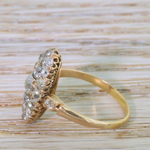 fig 2. Victorian 2.00 Carat Old Cut Diamond Navette Cluster Ring, French, circa 1900