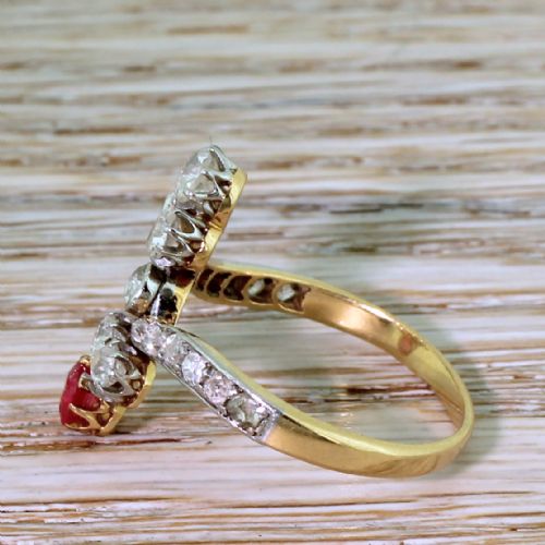 fig 2. Art Nouveau Old Cut Diamond & Red Spinel Ring, circa 1905