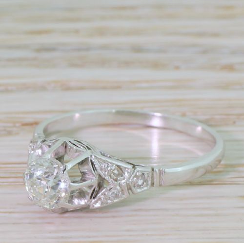 Art Deco 0.80 Carat Old Cut Diamond Engagement Ring, Circa 1935
