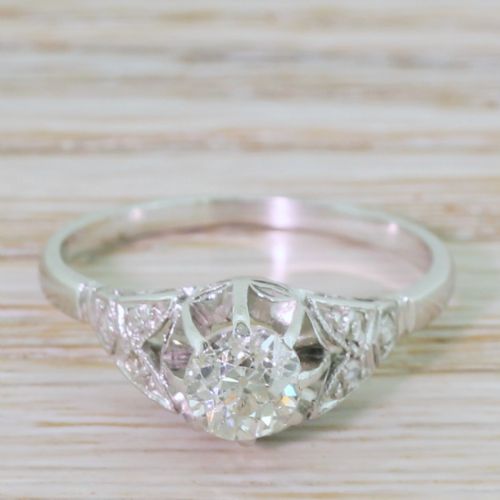 fig 1. Art Deco 0.80 Carat Old Cut Diamond Engagement Ring, circa 1935