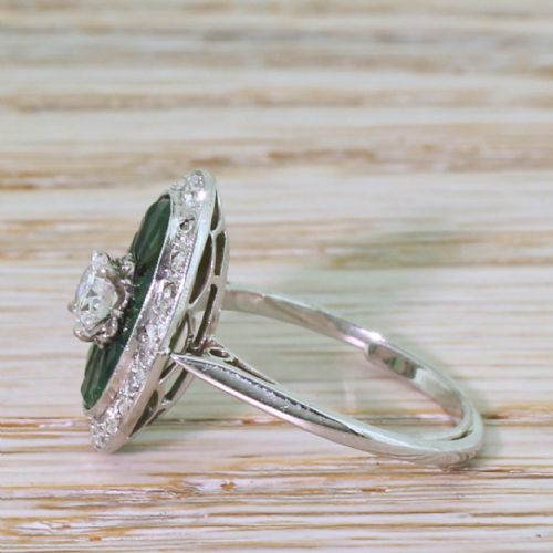 fig 2. Art Deco 0.52 Carat Diamond & Emerald Ring, circa 1940