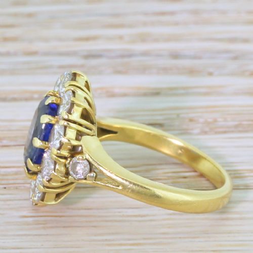 fig 2. Mid Century 2.18 Carat Sapphire & 1.94 Carat Diamond Cluster Ring