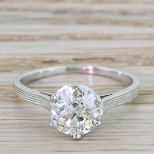 fig 1. Retro 1.66 Carat Old European Cut Diamond Engagement Ring, circa 1945