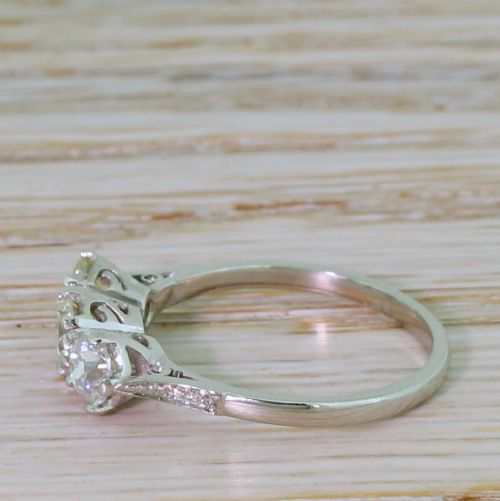 fig 2. Art Deco 1.04 Carat Old Cut Diamond Trilogy Ring, circa 1935