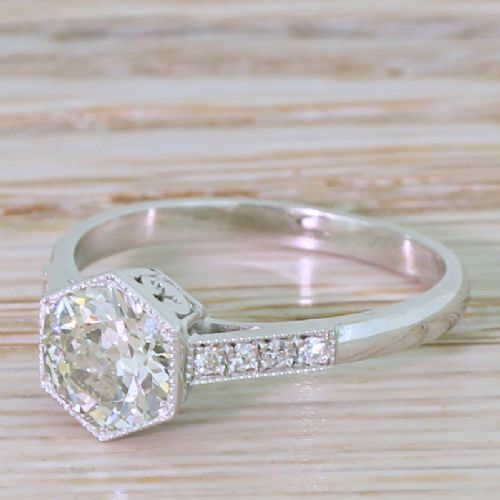 Art Deco 1.01 Carat Old Cut Diamond Engagement Ring, Circa 1925
