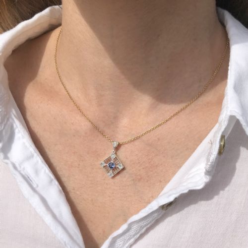 fig 1. Art Deco Natural Sapphire & Diamond Pendant, circa 1915