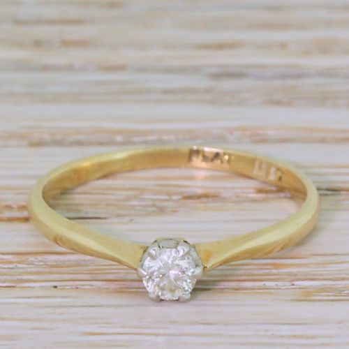 fig 1. Late 20th Century 0.20 Carat Round Brilliant Cut Diamond Engagement Ring