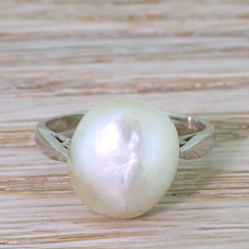 fig 1. Art Deco Natural Saltwater Pearl Solitaire Ring, circa 1940