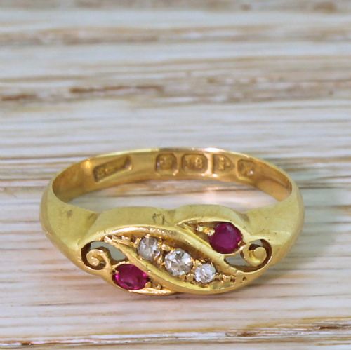 fig 1. Art Nouveau Ruby & Diamond Five Stone Ring, dated 1908