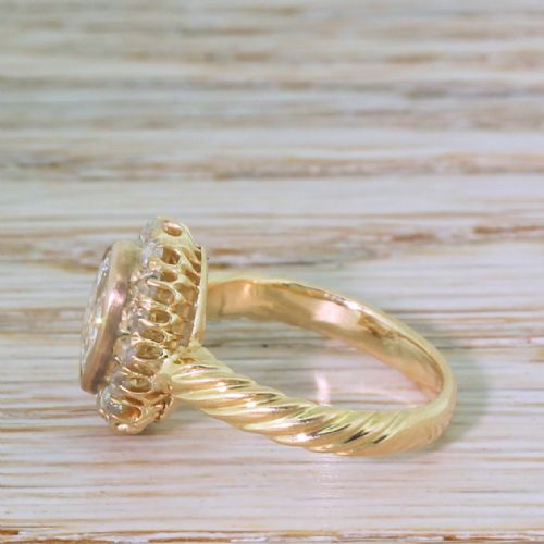 fig 2. Mid Century 1.24 Carat Old Oval Cut Diamond Cluster Ring, circa 1950