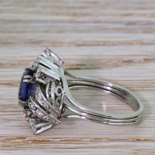 fig 2. Mid Century 2.02 Carat Sapphire & 0.63 Carat Diamond Ring, circa 1965