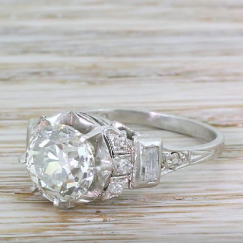 Art Deco 2.33 Carat Old Cut Diamond Engagement Ring, Circa 1925