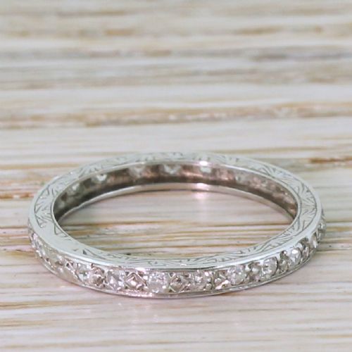 Art Deco Old Cut Diamond Full Eternity Ring, French, Circa 1925
