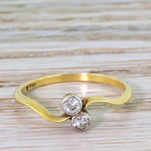 fig 1. Edwardian 0.20 Carat Old Cut Diamond Crossover Ring, circa 1910
