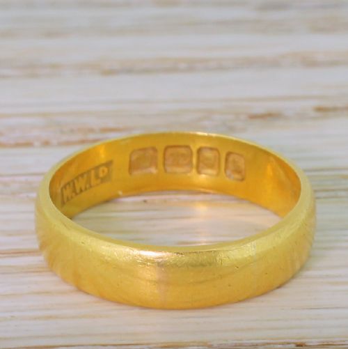 Mid Century 22k Yellow Gold Wedding Band, Dated 1963
