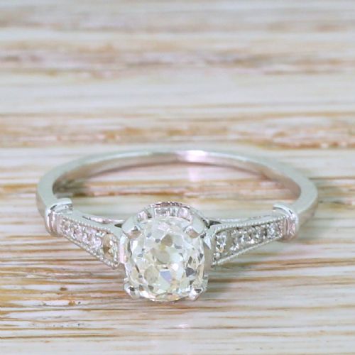 fig 1. Art Deco 0.78 Carat Old Cut Diamond Engagement Ring, circa 1925