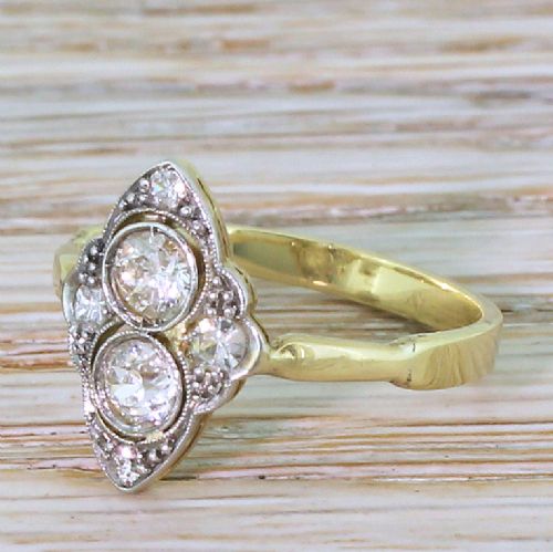 Art Deco 0.50 Carat Transitional Cut Diamond Cluster Ring, Circa 1940
