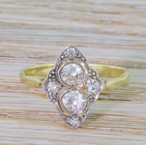 fig 1. Art Deco 0.50 Carat Transitional Cut Diamond Cluster Ring, circa 1940