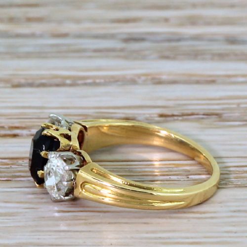 fig 2. Art Deco 0.80 Carat Sapphire & 0.53 Carat Diamond Trilogy Ring, circa 1920