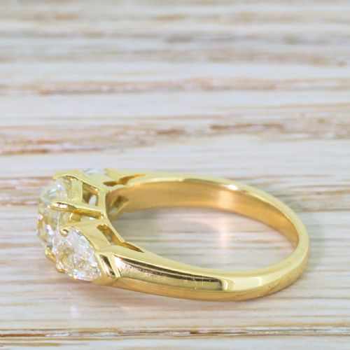 fig 2. Art Deco 2.52 Carat Old Cut & Pear Cut Diamond Trilogy Ring, French, circa 1930