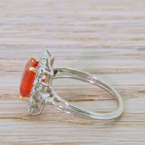 fig 2. Mid Century 1.30 Carat Fire Opal & 0.72 Carat Diamond Ring, circa 1960