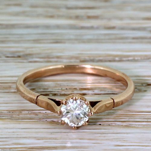 fig 1. Mid Century 0.43 Carat Transitional Cut Diamond Engagement Ring, circa 1955