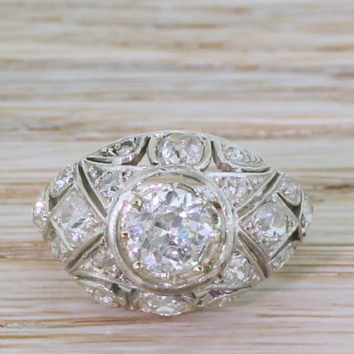 fig 1. Victorian 2.17 Carat Old Cut Diamond Bombé Ring, circa 1870