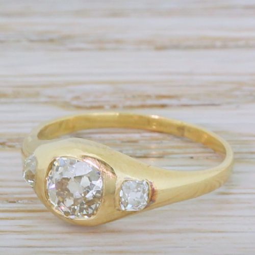 Victorian 1.11 Carat Old Cut Diamond Trilogy Ring, Circa 1900