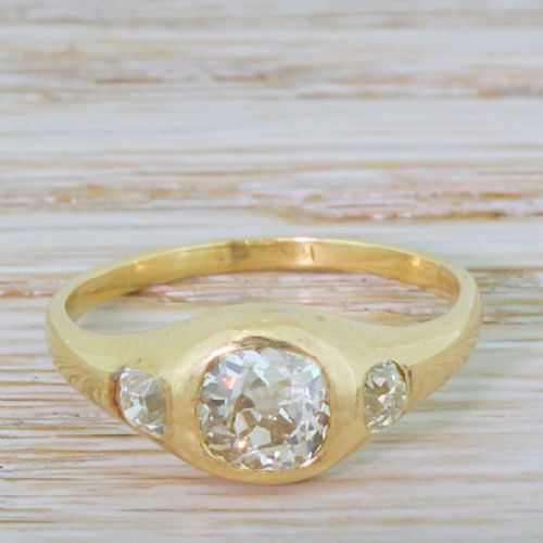 fig 1. Victorian 1.11 Carat Old Cut Diamond Trilogy Ring, circa 1900