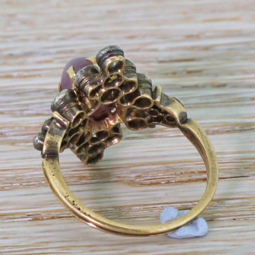 fig 3. Victorian 4.68 Carat Ceylon Purple Star Sapphire & Diamond Ring, circa 1890